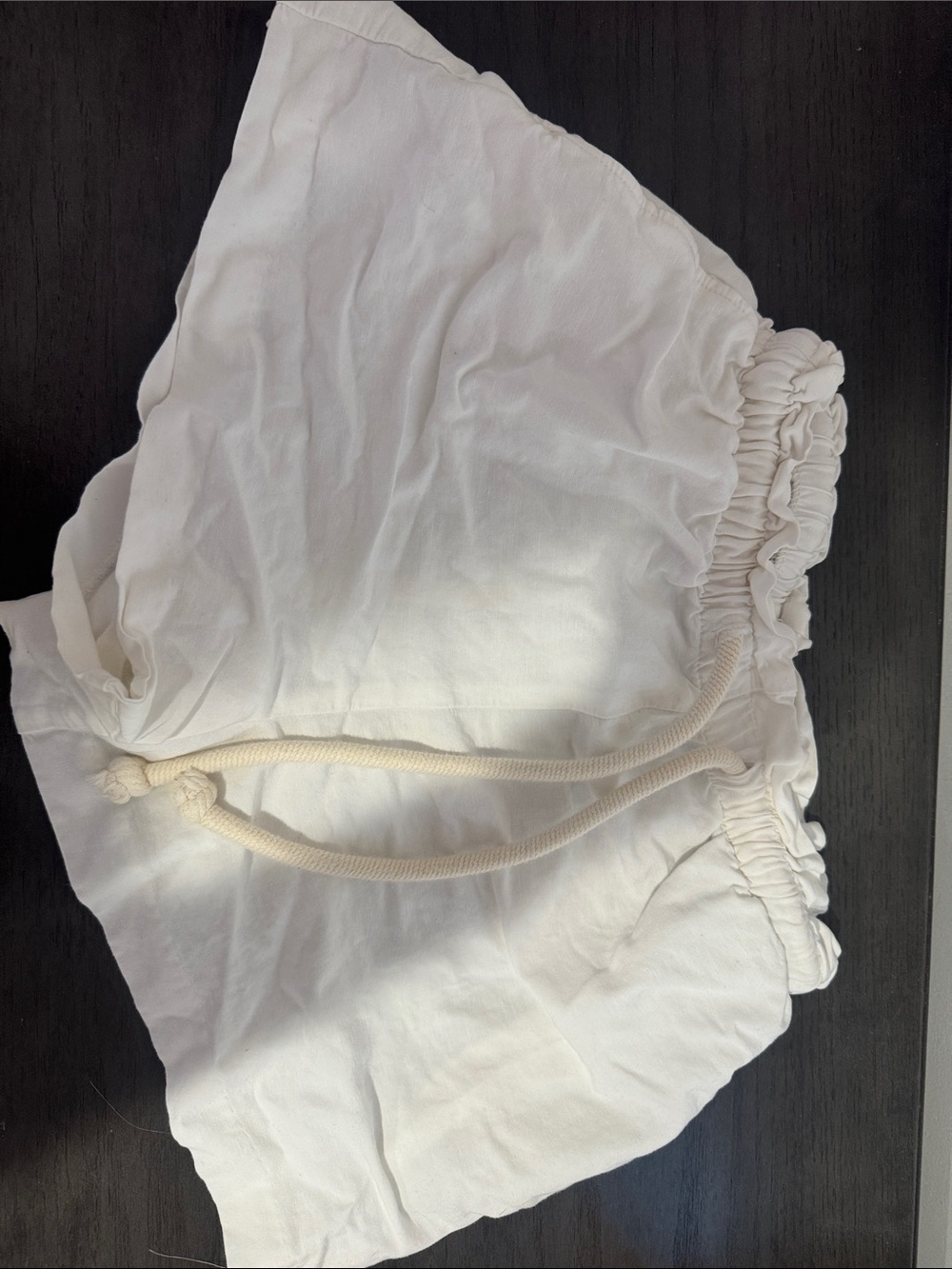 H&M White High-Waist Drawstring Shorts